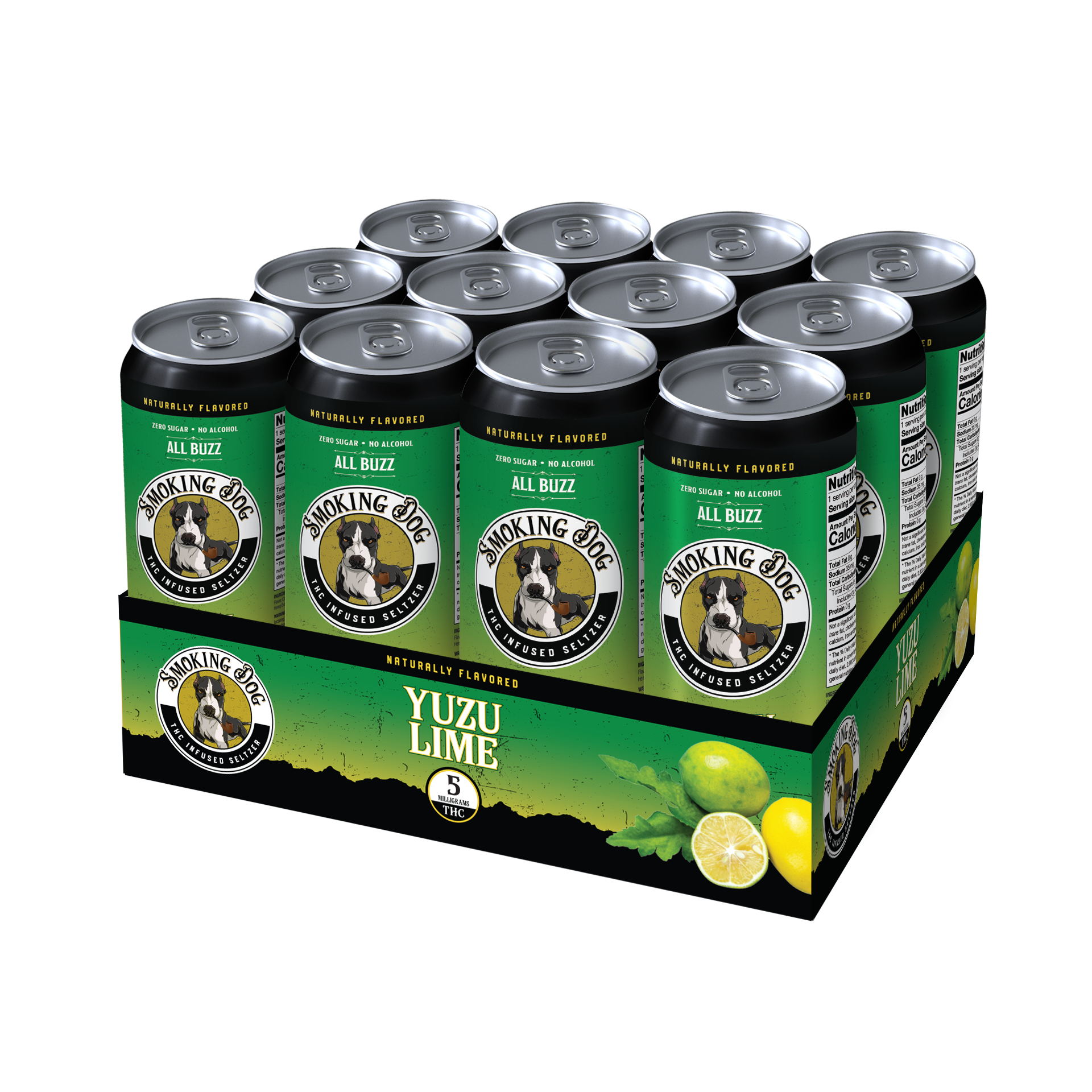 12 Pack Smoking Dog THC Yuzu Lime Seltzer 5mg