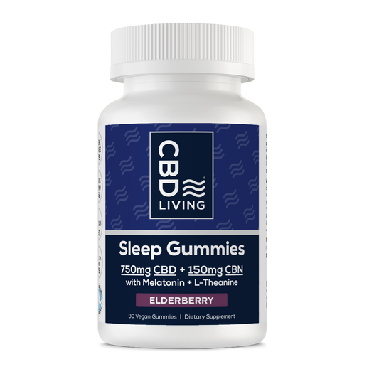 CBD Living Sleep Gummies bottle on a white background