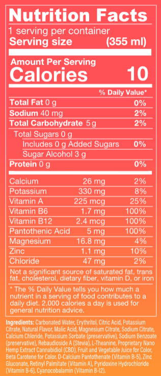 CBD Sparkling Water Orange Grapefruit - 12 pack