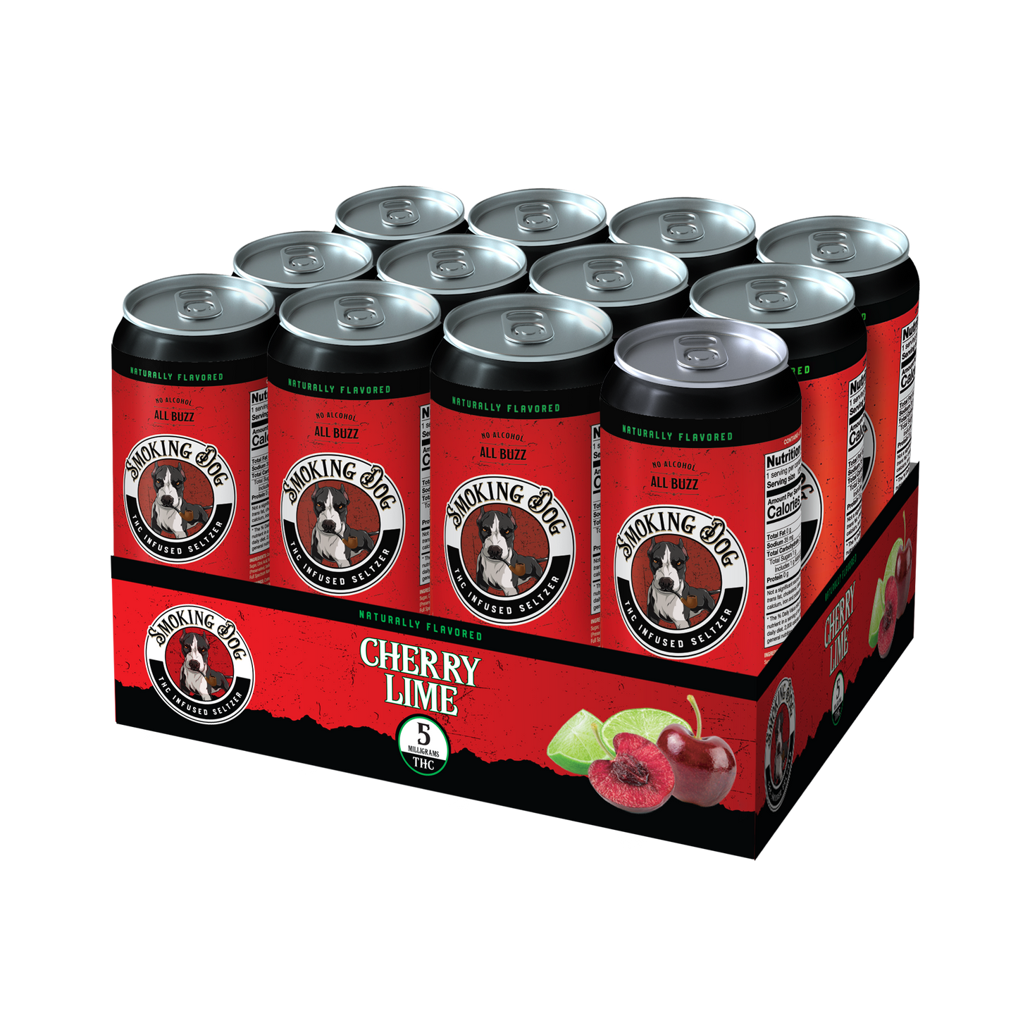 12 Pack Smoking Dog THC Cherry Lime Seltzer 5mg