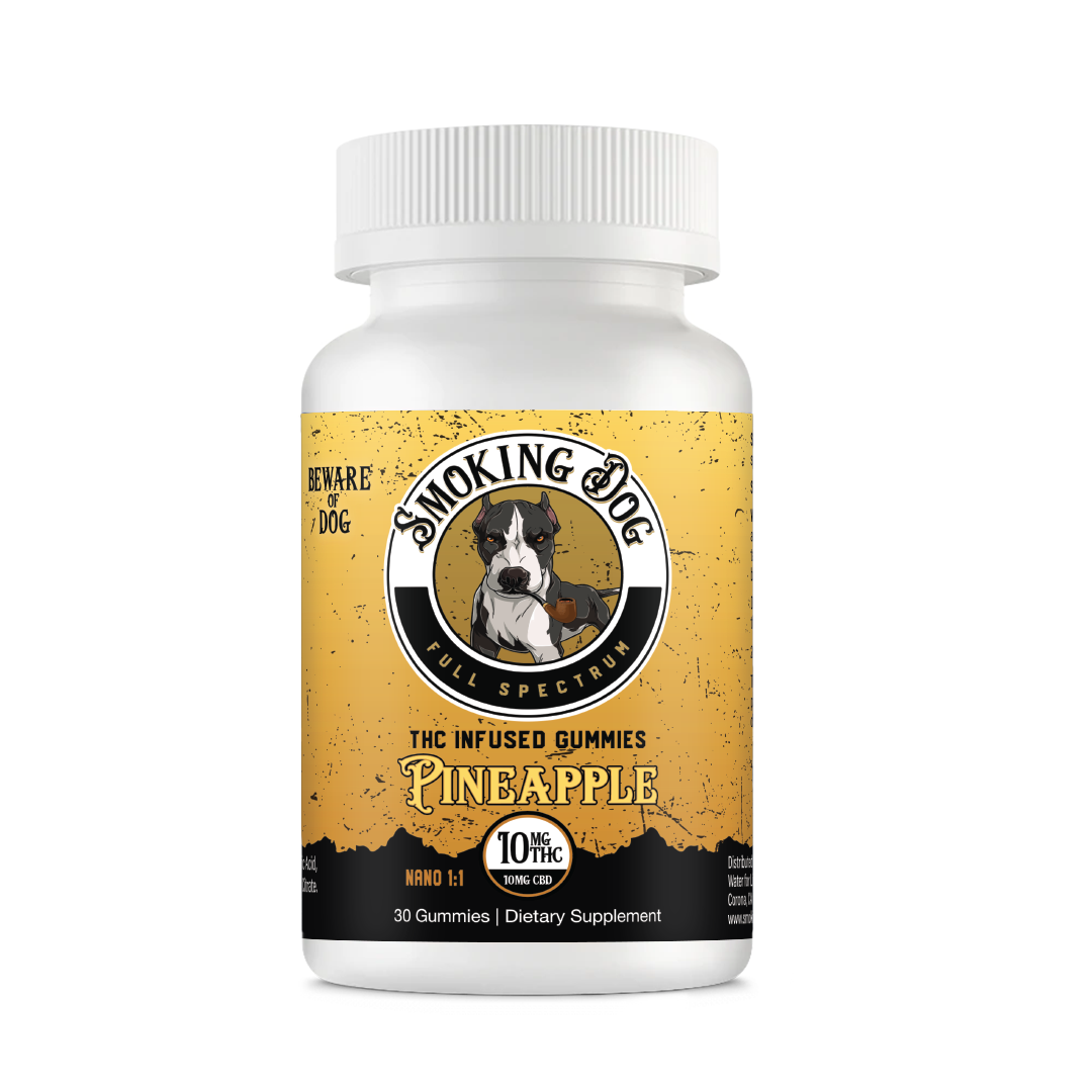 Smoking Dog CBD + THC Gummies (10mg CBD : 10mg THC) - 30ct Pineapple   - CBD Living