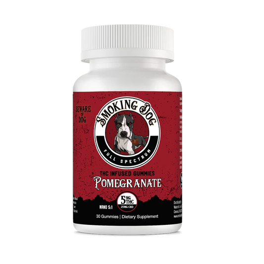 Smoking Dog CBD + THC Gummies (10mg CBD : 10mg THC) - 30ct Pomegrante   - CBD Living