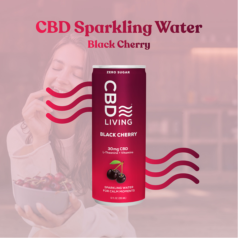 CBD Sparkling Water Black Cherry - 12 pack