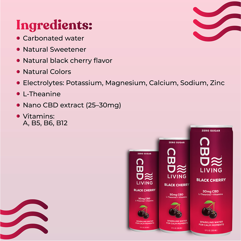 CBD Sparkling Water Black Cherry - 12 pack