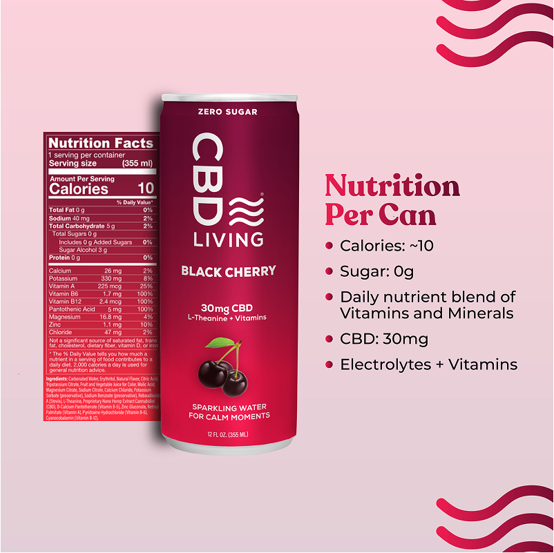 CBD Sparkling Water Black Cherry - 12 pack
