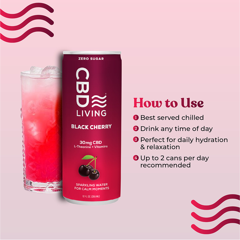 CBD Sparkling Water Black Cherry - 12 pack