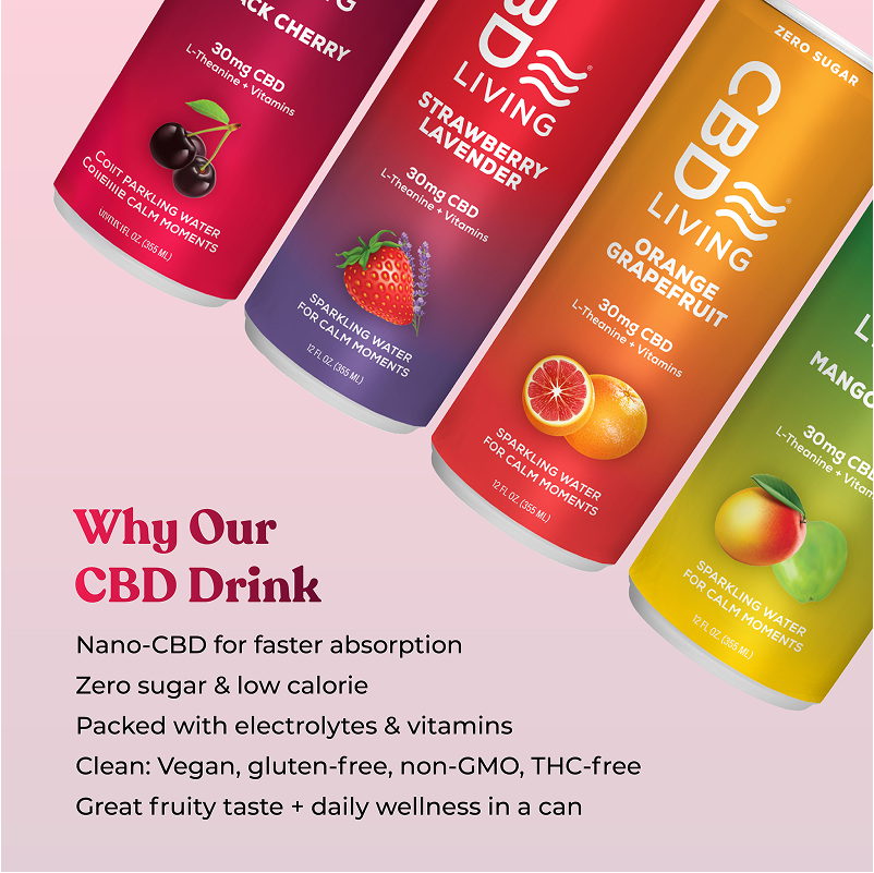 CBD Sparkling Water Black Cherry - 12 pack