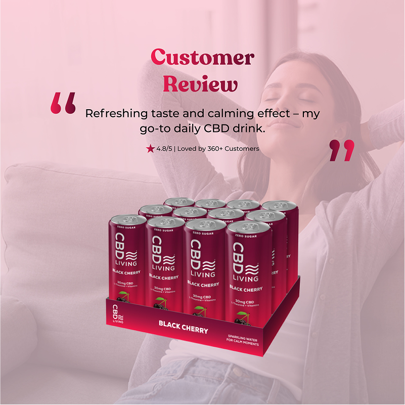 CBD Sparkling Water Black Cherry - 12 pack