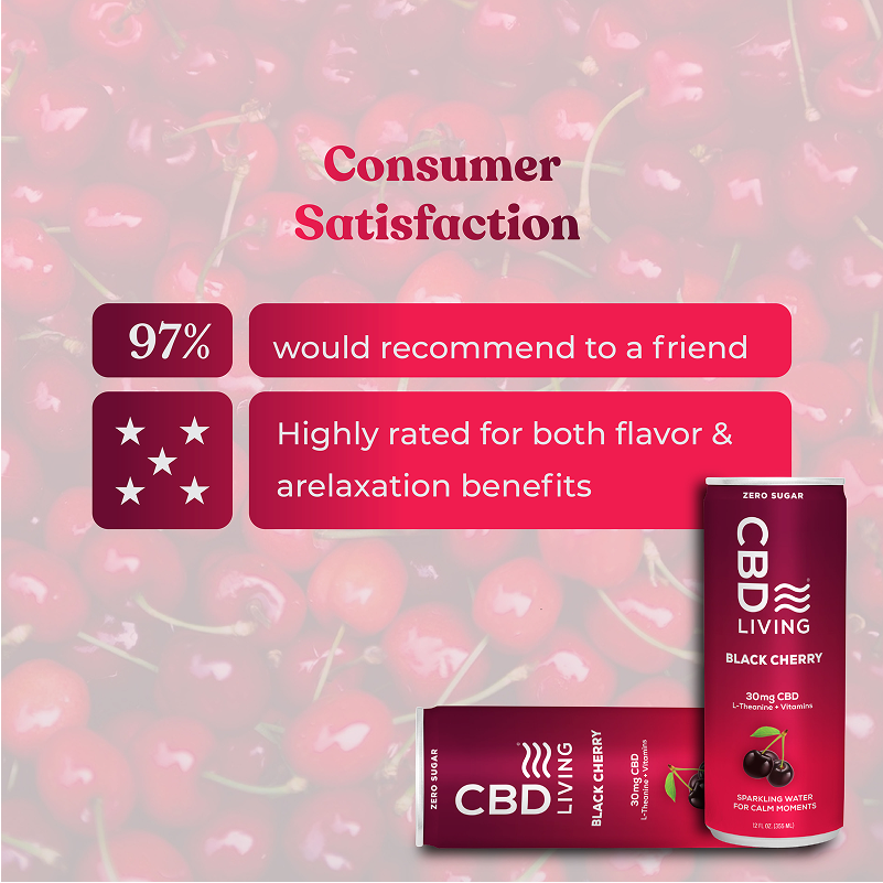 CBD Sparkling Water Black Cherry - 12 pack