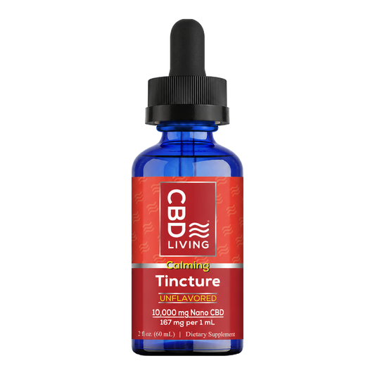 CBD Living Calming Tincture 10,000mg Nano CBD, 2 fl oz 60mL bottle with dropper, 167mg per mL