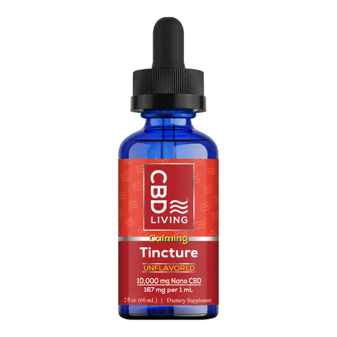 CBD Living Calming Tincture 10,000mg Nano CBD, 2 fl oz 60mL bottle with dropper, 167mg per mL