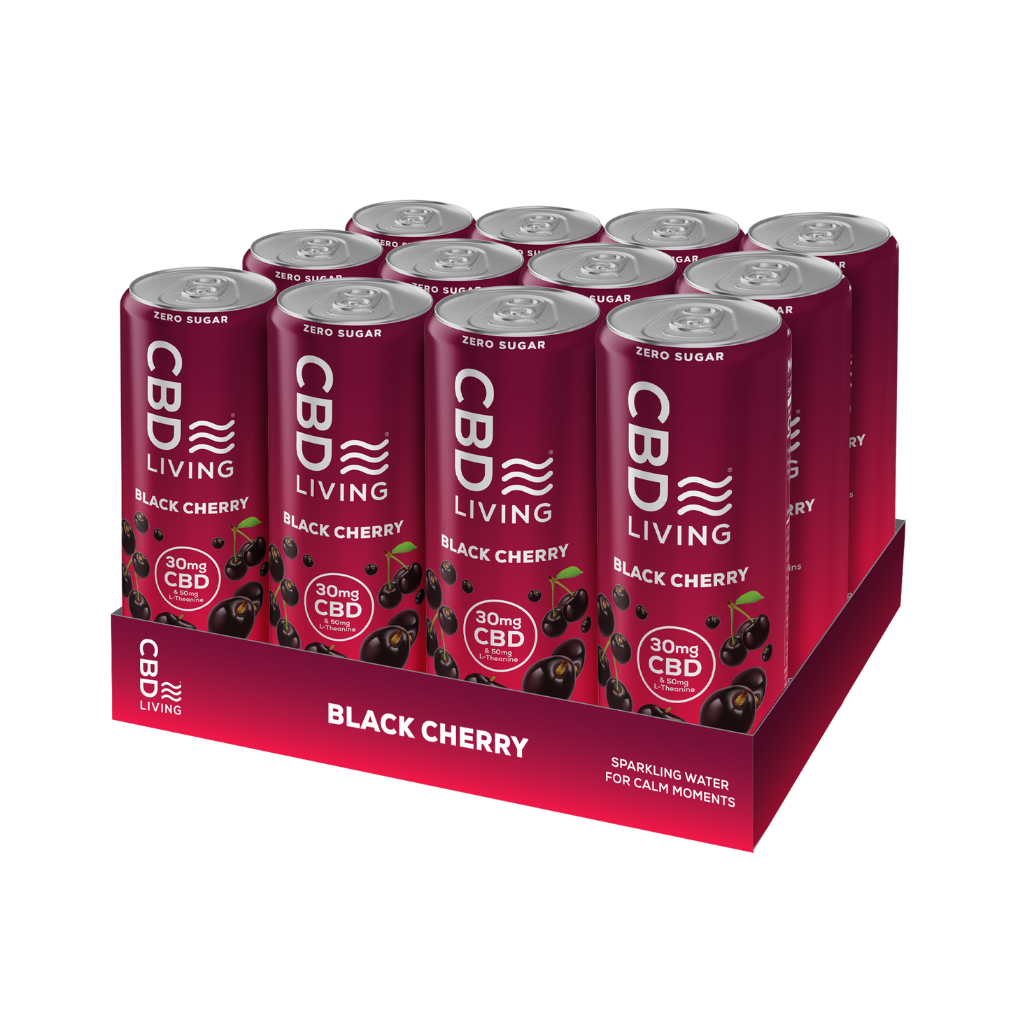 CBD Sparkling Water Black Cherry - 12 pack