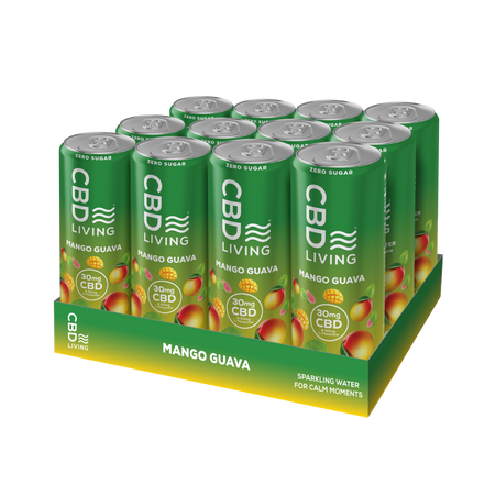 Mango Guava CBD Sparkling Water - Refreshing 12-Pack Cans – CBD Living