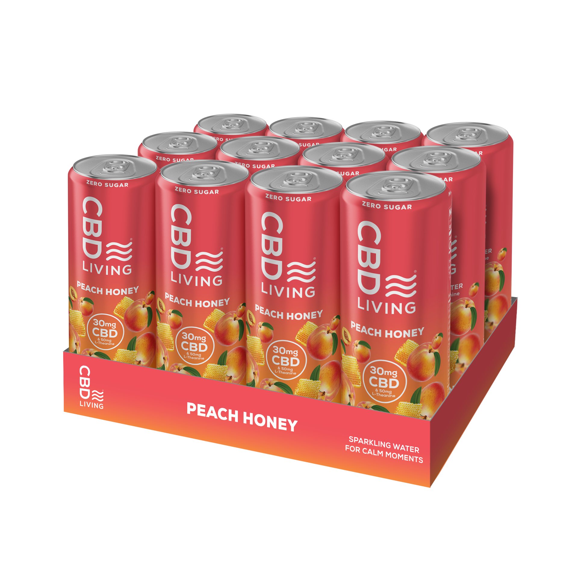 CBD Sparkling Water Peach Honey - 12 pack