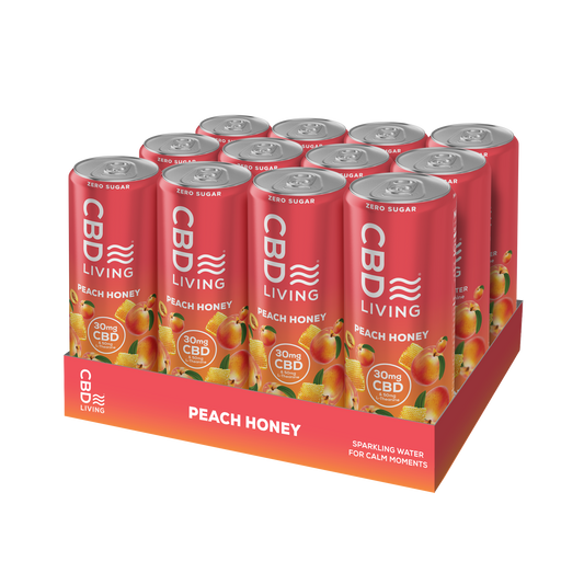 CBD Sparkling Water Peach Honey - 12 pack