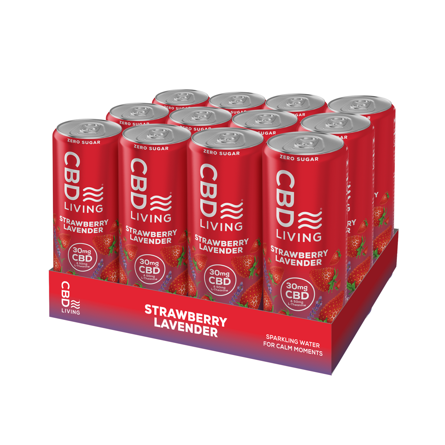 CBD Sparkling Water Strawberry Lavender - 12 pack