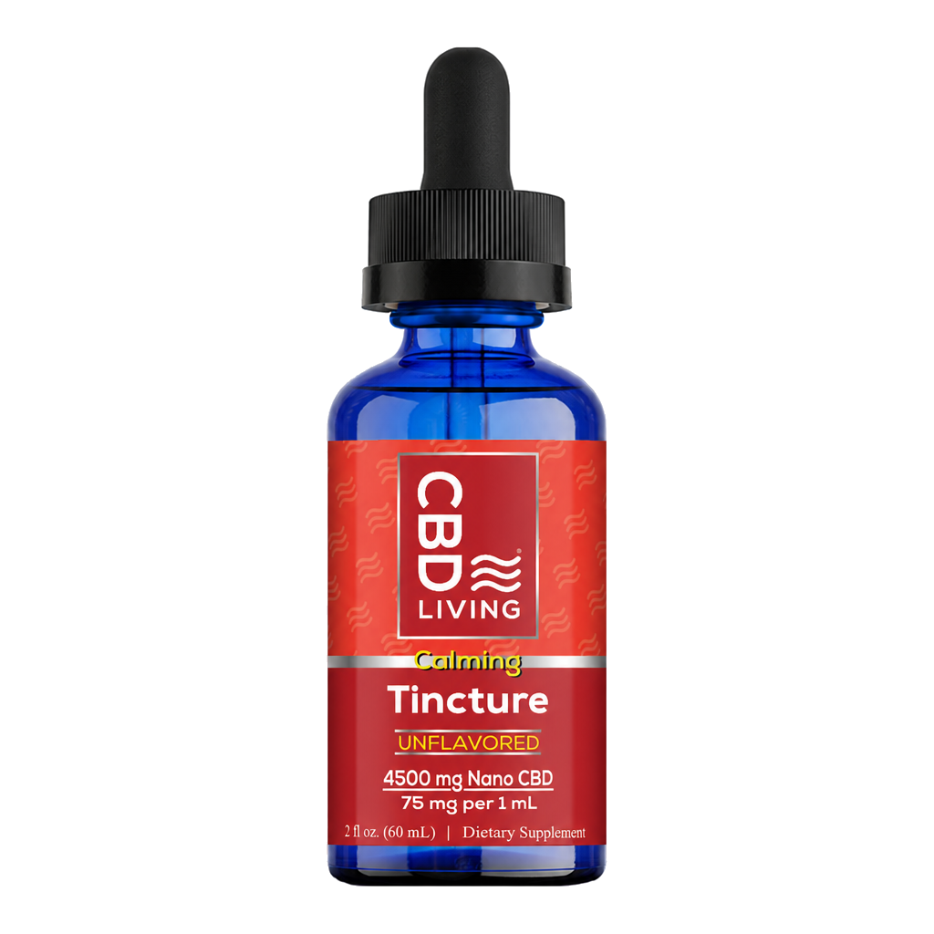 CBD Living Calming Tincture 4500mg Nano CBD, 2 fl oz 60mL bottle with dropper, 75mg per mL