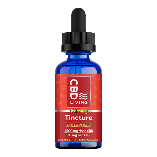 CBD Living Calming Tincture 4500mg Nano CBD, 2 fl oz 60mL bottle with dropper, 75mg per mL