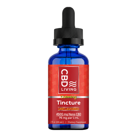 CBD Living Calming Tincture 4500mg Nano CBD, 2 fl oz 60mL bottle with dropper, 75mg per mL