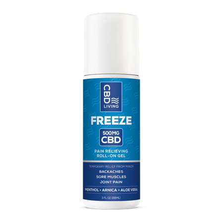 CBD Living Freeze: 500mg Cooling Roll-On & Pump for Muscles