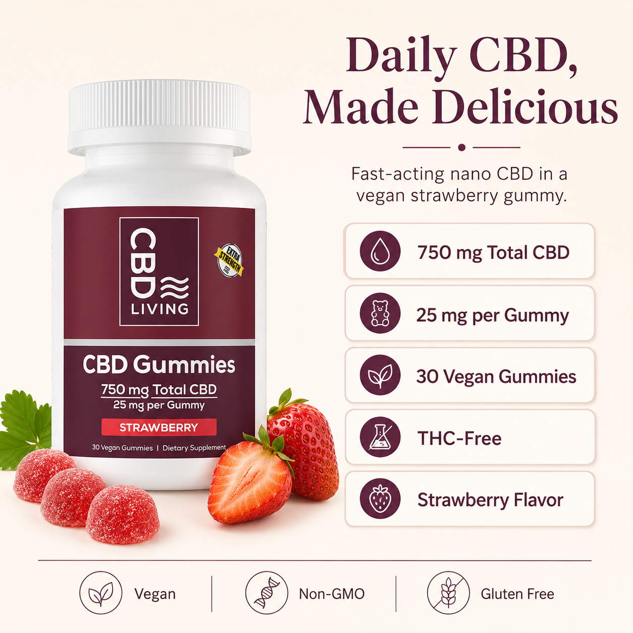 CBD Gummies Strawberry 750mg