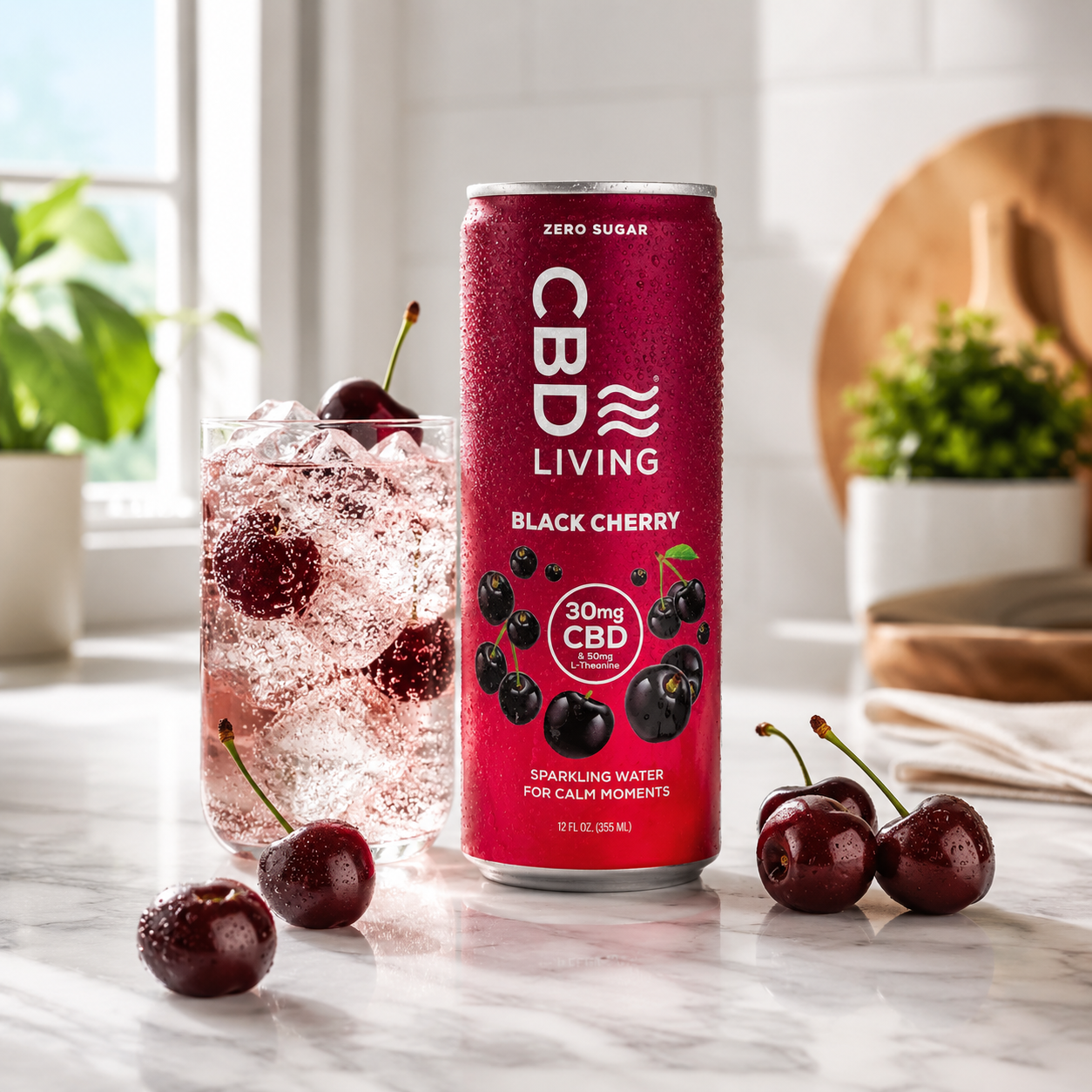 CBD Sparkling Water Black Cherry - 12 pack