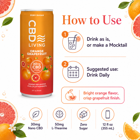 CBD Sparkling Water Orange Grapefruit - 12 pack