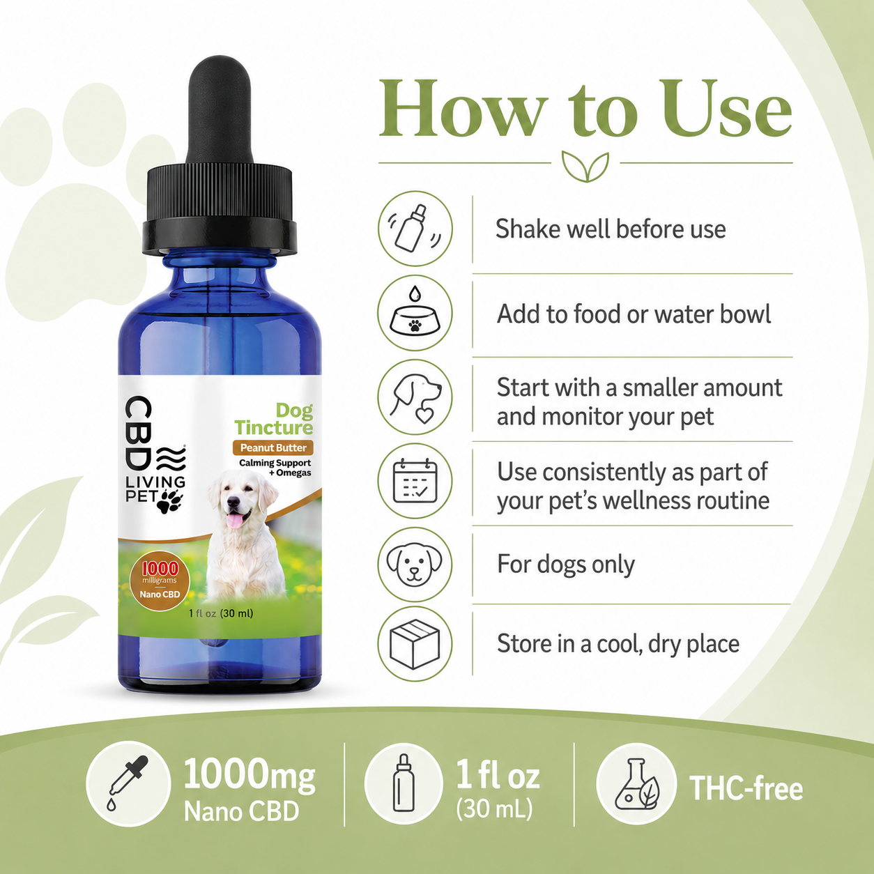 CBD Dog Calming Tincture 1000mg