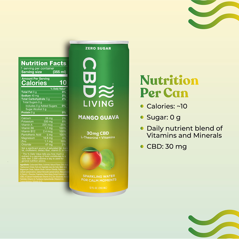 CBD Sparkling Water Mango Guava - 12 pack