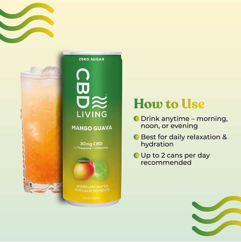 CBD Sparkling Water Mango Guava - 12 pack