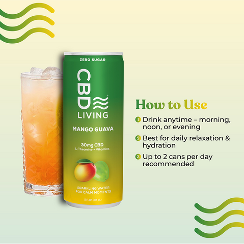 CBD Sparkling Water Mango Guava - 12 pack