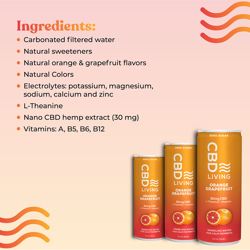 CBD Sparkling Water Orange Grapefruit - 12 pack