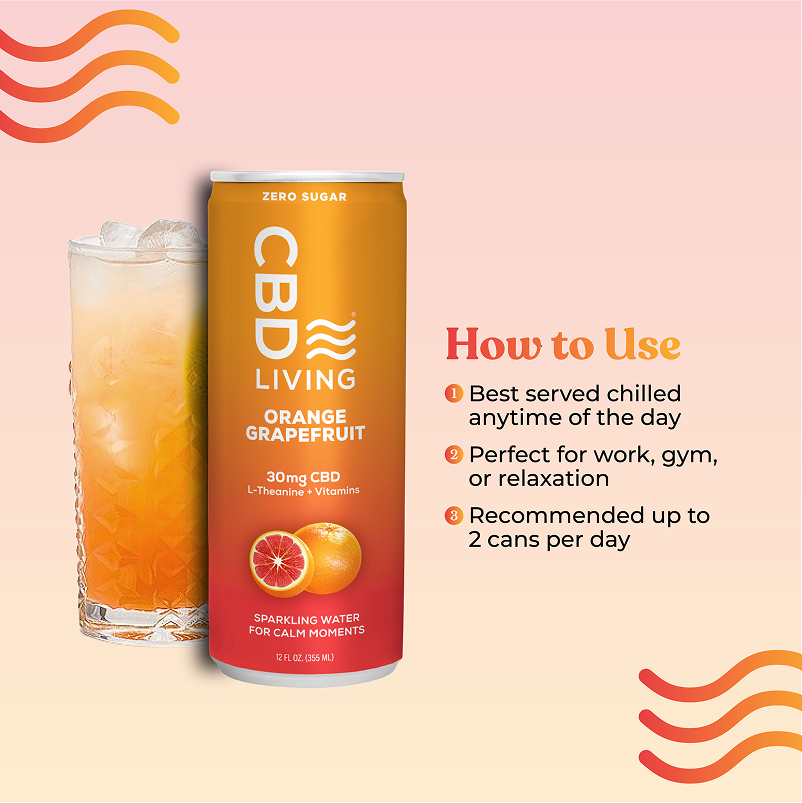 CBD Sparkling Water Orange Grapefruit - 12 pack