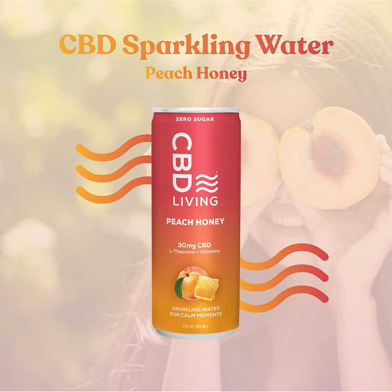 CBD Sparkling Water Peach Honey - 12 pack