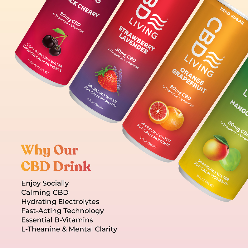 CBD Sparkling Water Peach Honey - 12 pack