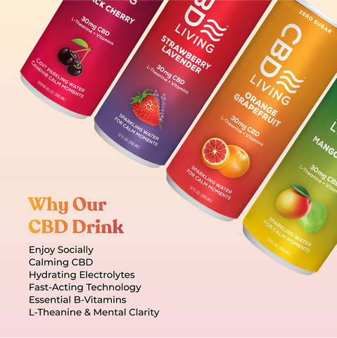 CBD Sparkling Water Peach Honey - 12 pack