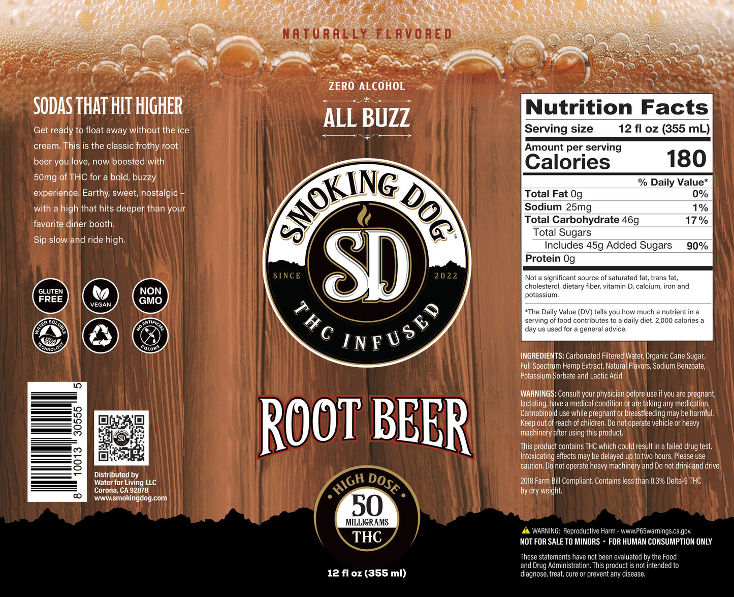 THC Infused Seltzer Root Beer 50mg - 12 Pack