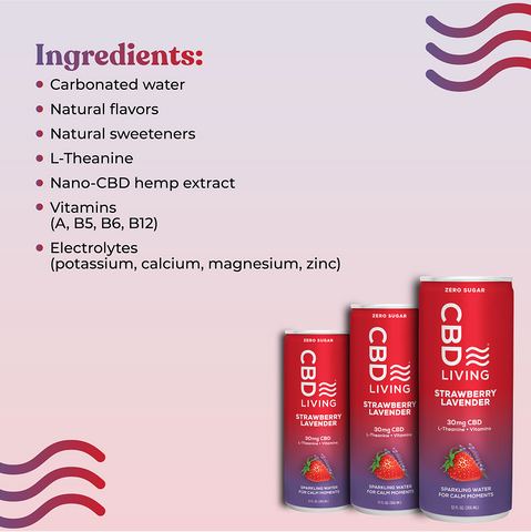 CBD Sparkling Water Strawberry Lavender - 12 pack