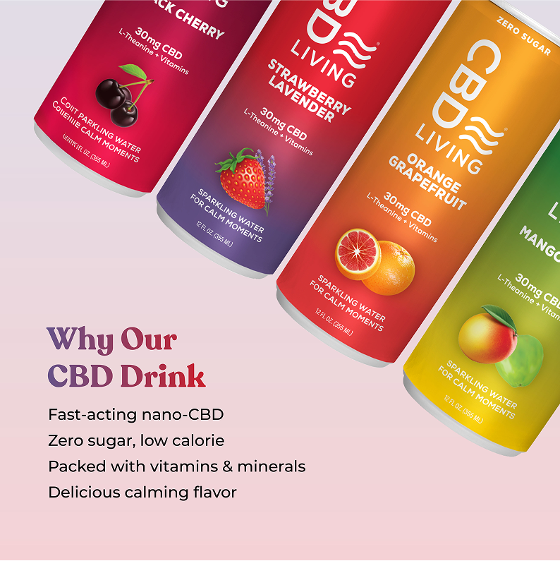 CBD Sparkling Water Strawberry Lavender - 12 pack