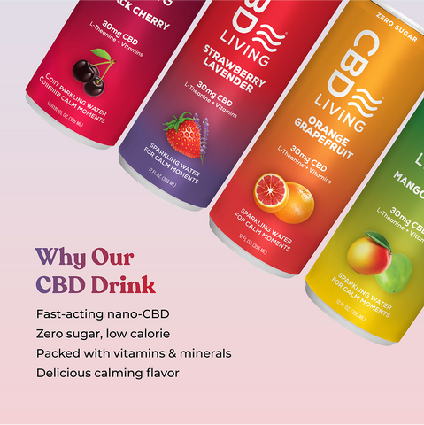 CBD Sparkling Water Strawberry Lavender - 12 pack