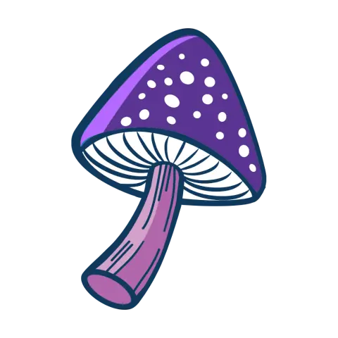 a purple mushroom with white dots