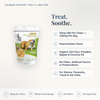 CBD Living Calming Dog Chews Peanut Butter feature card with key product facts
