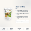CBD Living Calming Dog Chews Peanut Butter how to use card with step-by-step directions