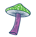 a green and purple mushroom