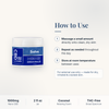 How to use CBD Living Salve: massage a small amount onto clean dry skin, repeat as needed, store at room temperature