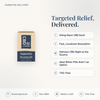 CBD Living Suppositories feature card: 50mg nano CBD each, fast localized absorption, rectal or vaginal use, THC-free
