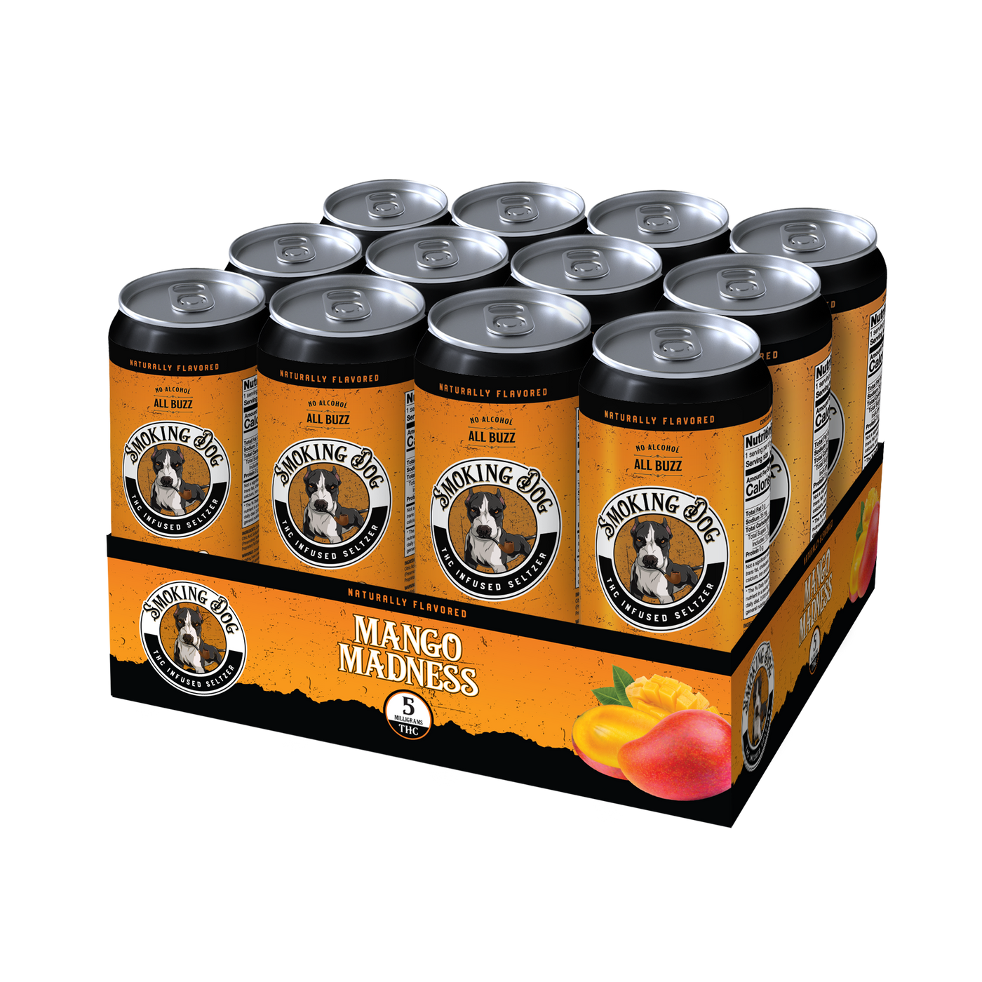 12 Pack Smoking Dog THC Mango Madness Seltzer 5mg