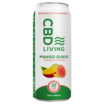 CBD Sparkling Water 25 mg 12 cans Mango Guava  - CBD Living