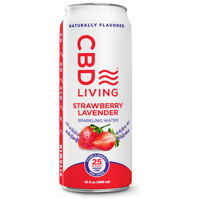 CBD Sparkling Water 25 mg Single Strawberry Lavender  - CBD Living