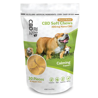 CBD Dog Chews Peanut Butter - Calming Support 30ct Bag 300mg   - CBD Living